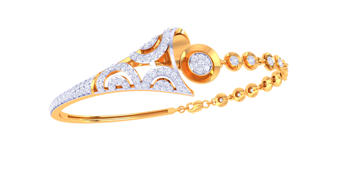 Celestial Curve 925 Silver Bangle for Girls – Rose Gold & Gold Finish