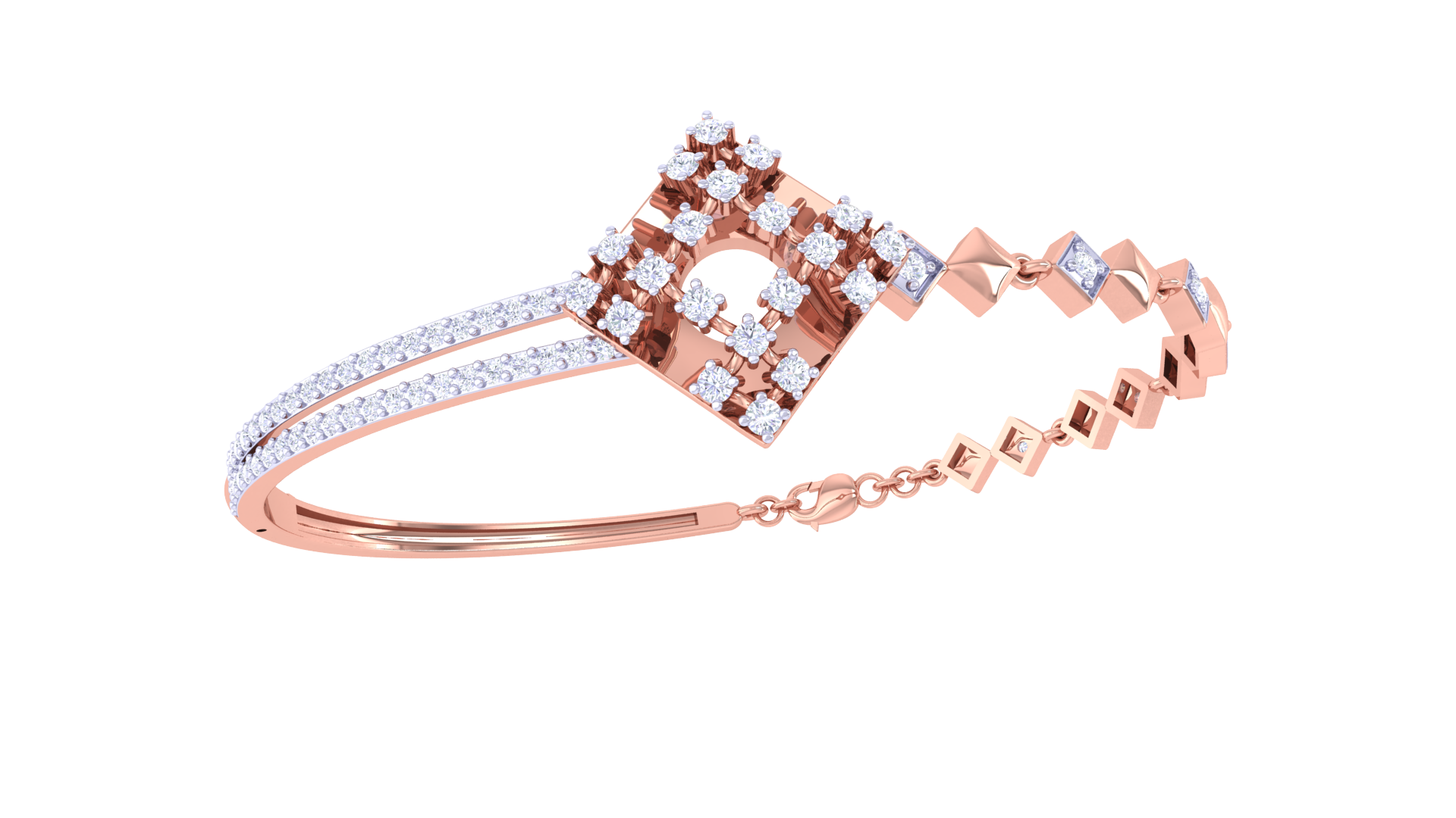 Floral Radiance 925 Silver Bangle – Rose Gold & Gold Plated