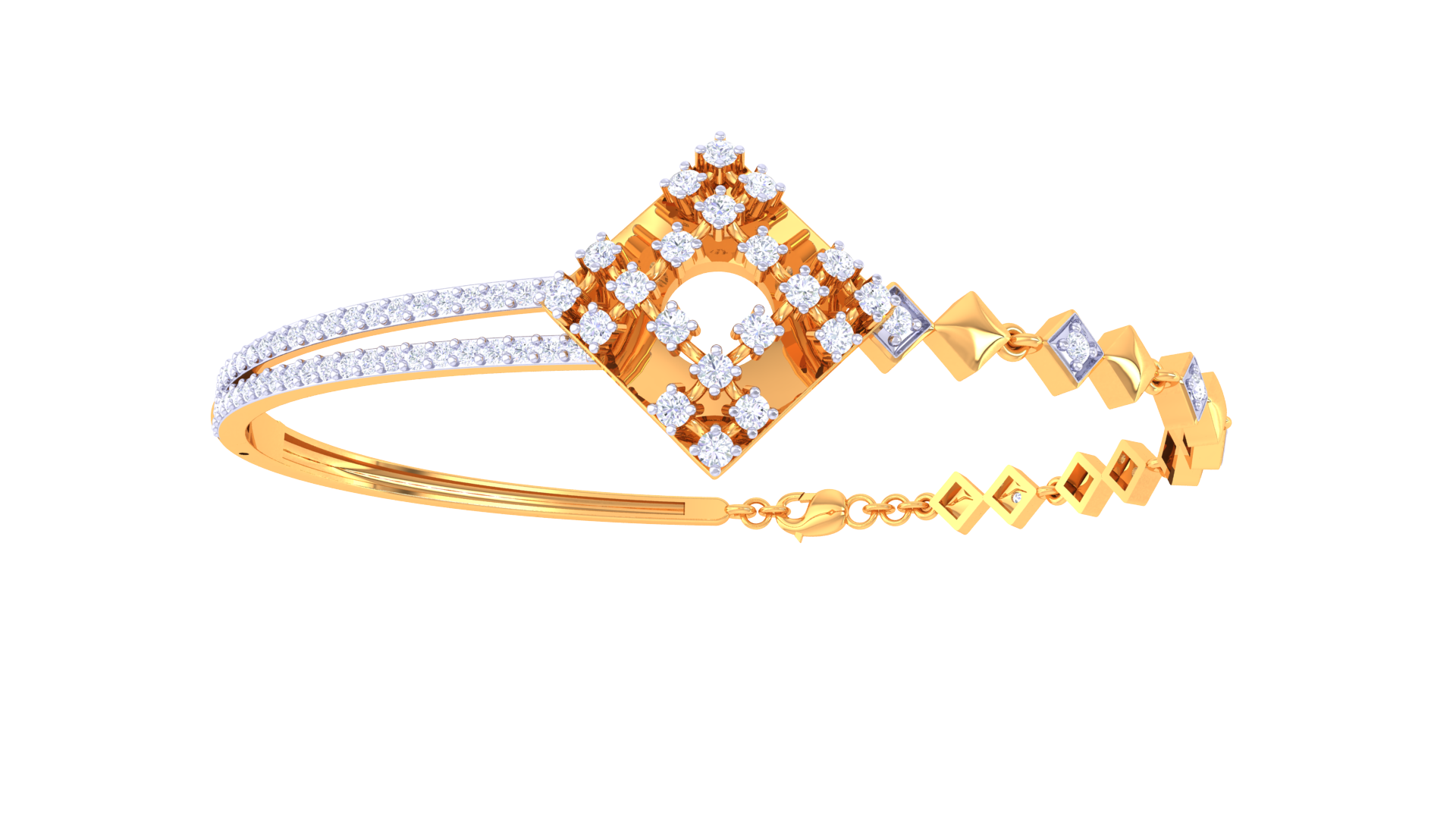 Floral Radiance 925 Silver Bangle – Rose Gold & Gold Plated