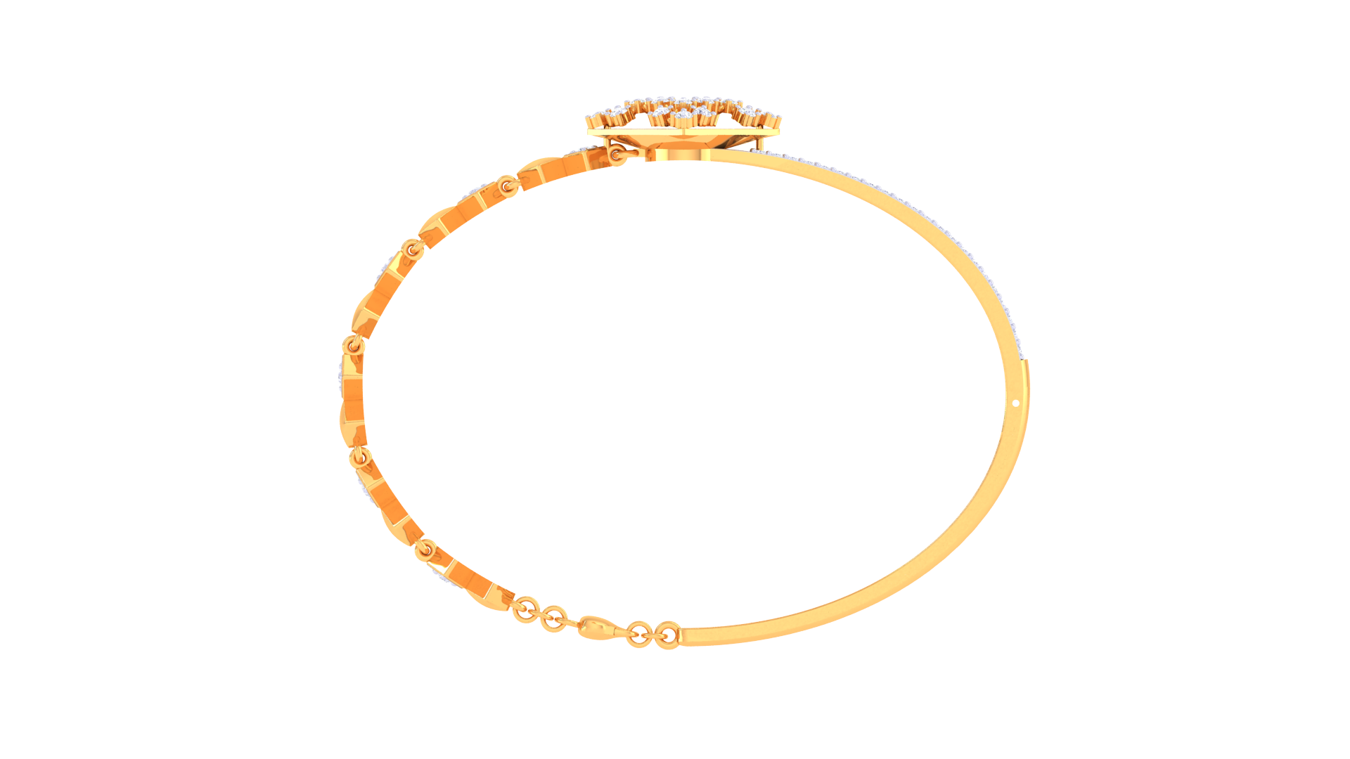 Floral Radiance 925 Silver Bangle – Rose Gold & Gold Plated