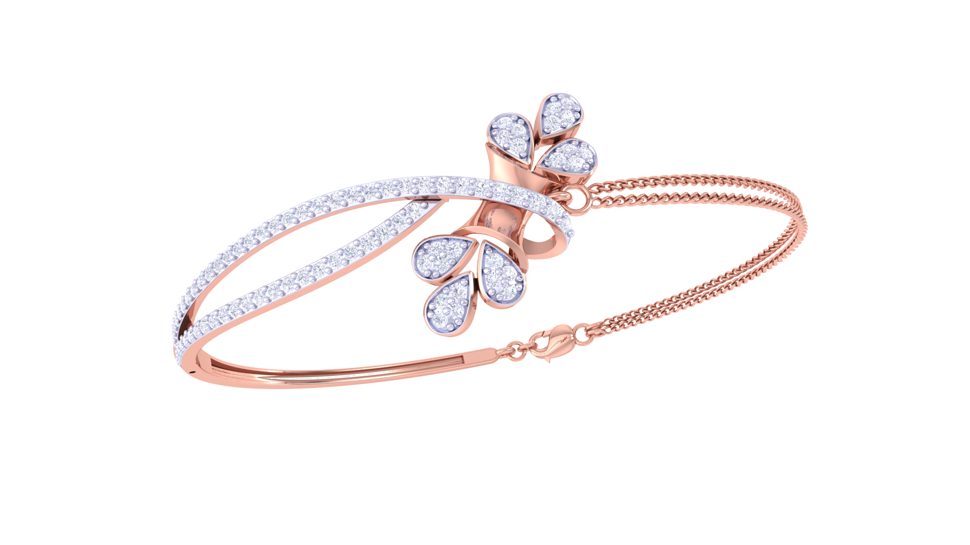 Petal Charm 925 Silver Bangle – Designer Bracelet for Girls in Rose Gold & Gold