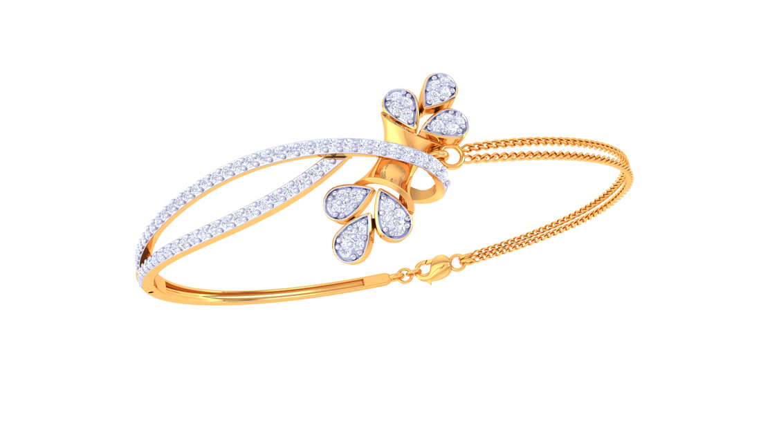 Petal Charm 925 Silver Bangle – Designer Bracelet for Girls in Rose Gold & Gold