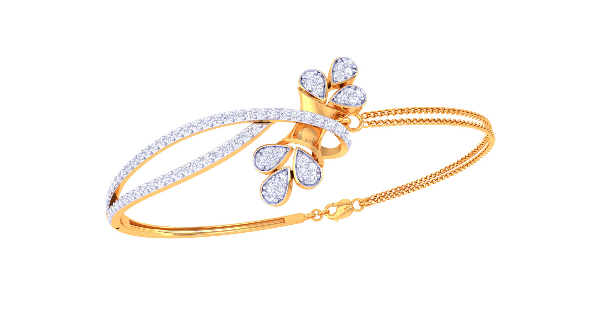 Petal Charm 925 Silver Bangle – Designer Bracelet for Girls in Rose Gold & Gold
