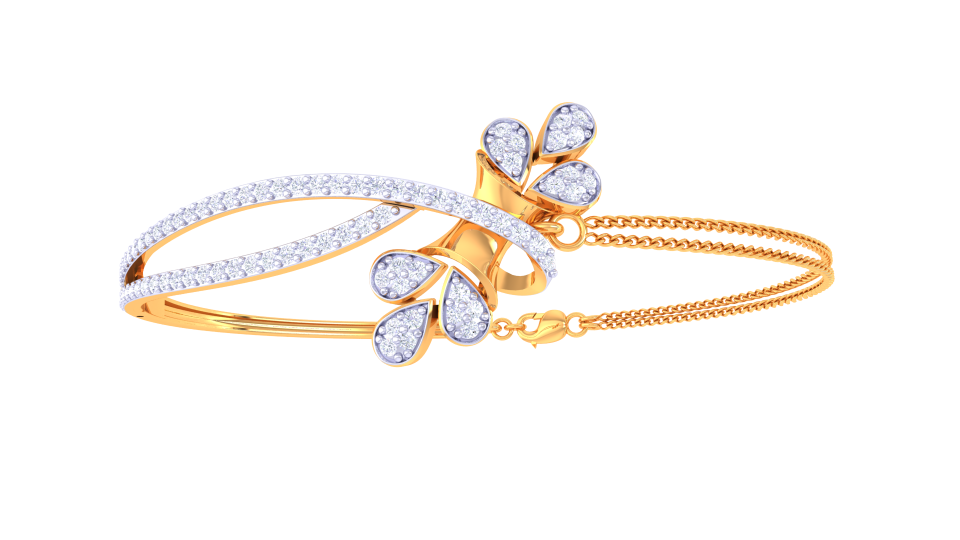 Petal Charm 925 Silver Bangle – Designer Bracelet for Girls in Rose Gold & Gold