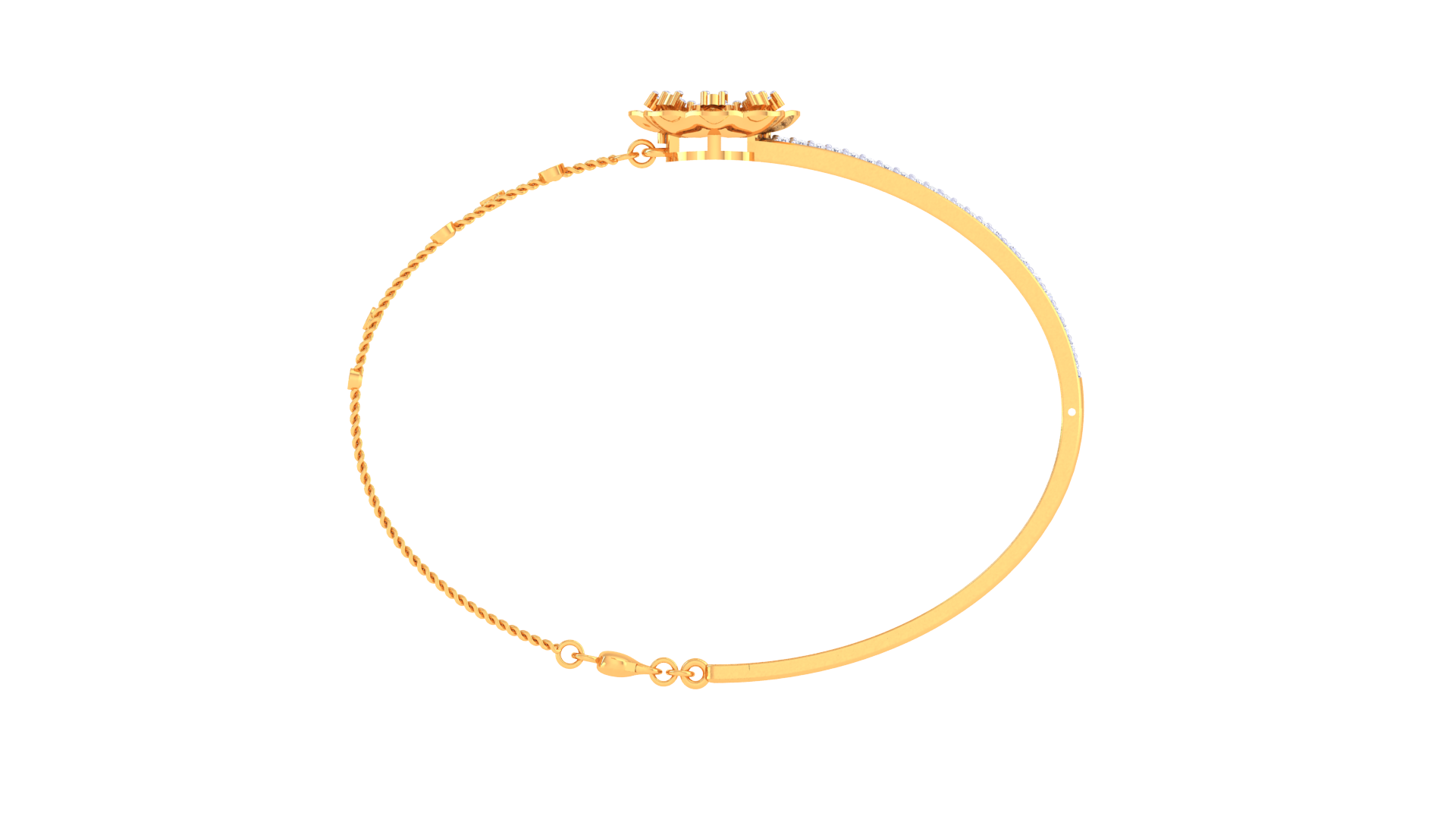 Elegant Floral Bloom 925 Silver Bangle for Girls – Rose Gold & Gold Bracelet