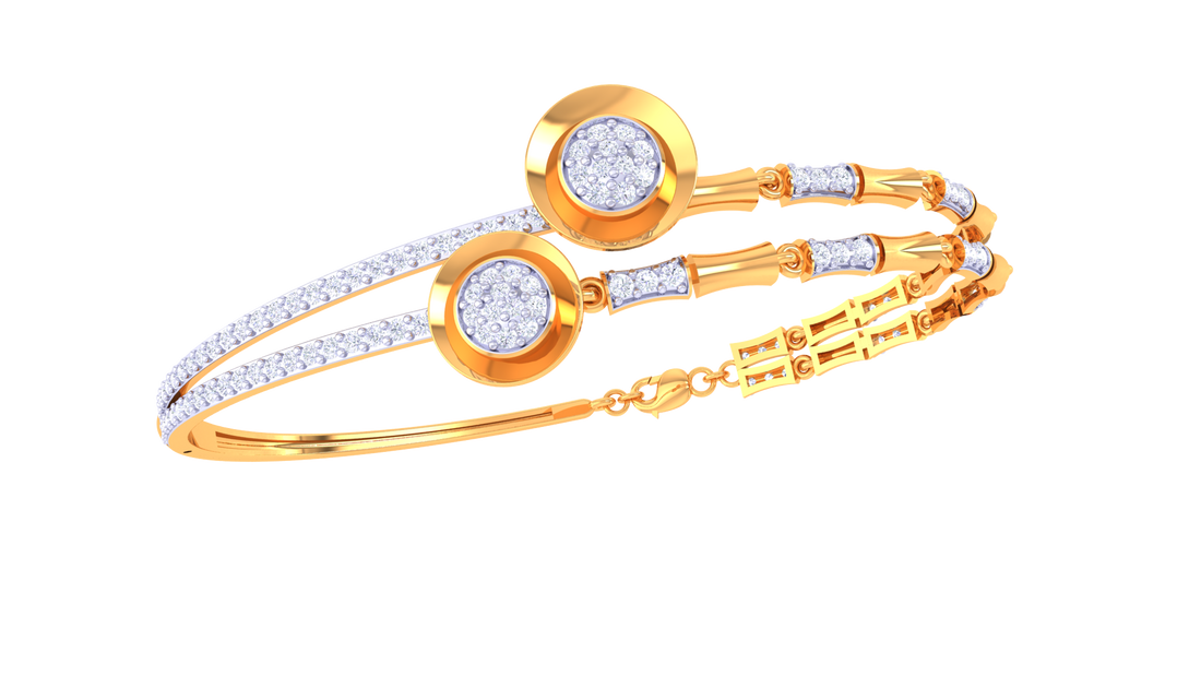 Modern Circle Charm 925 Silver Bangle Bracelet for Girls – Rose Gold & Gold Finish
