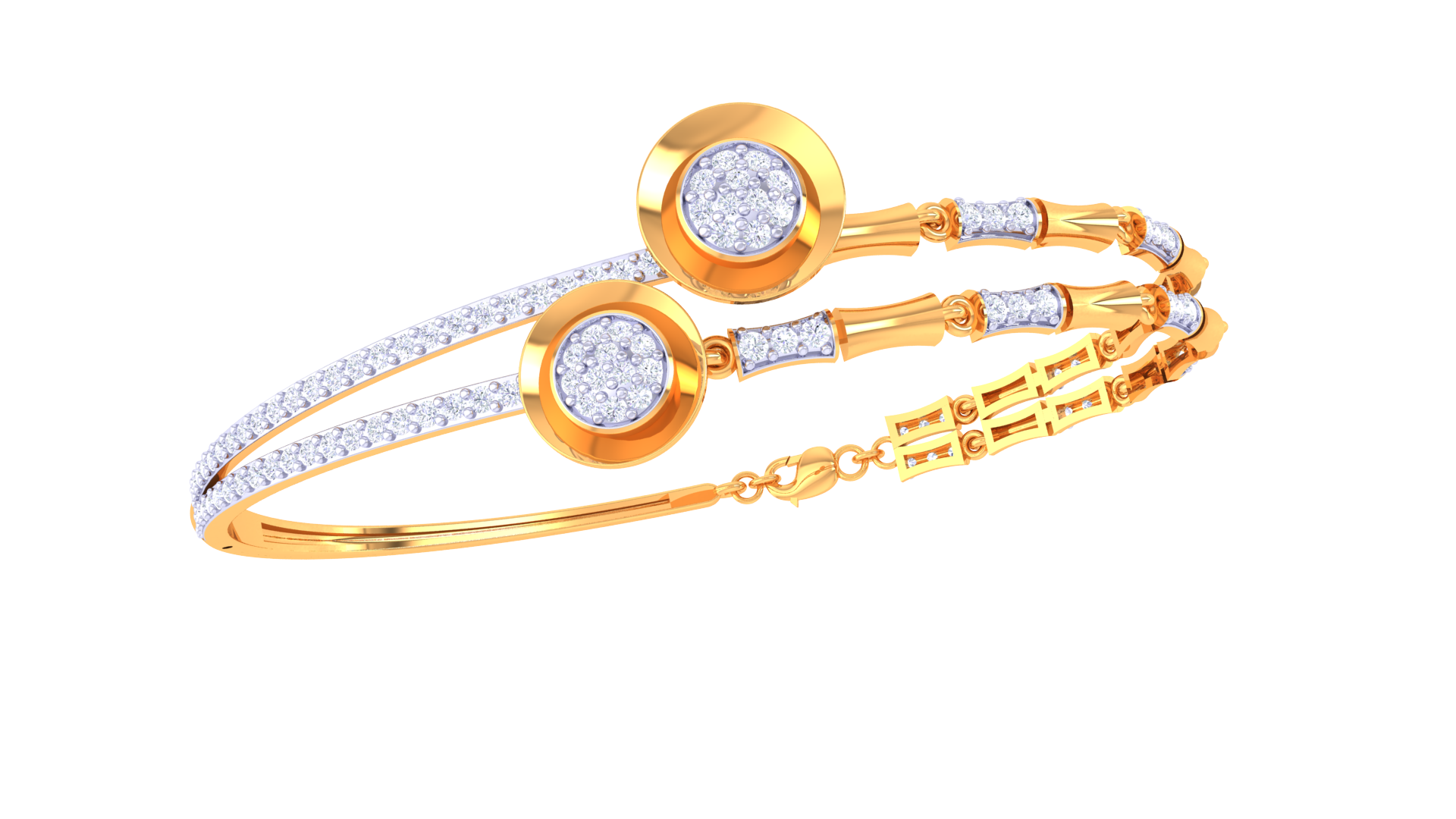 Modern Circle Charm 925 Silver Bangle Bracelet for Girls – Rose Gold & Gold Finish