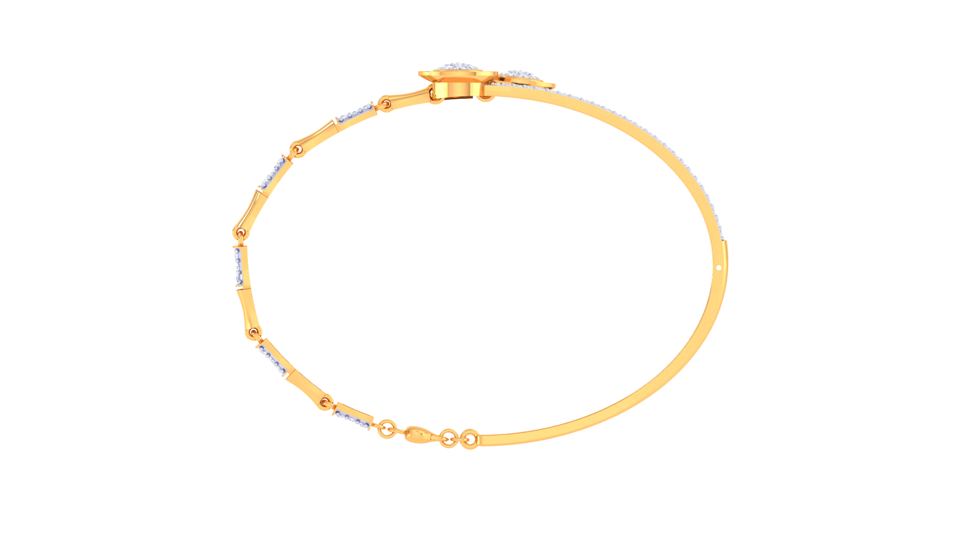 Modern Circle Charm 925 Silver Bangle Bracelet for Girls – Rose Gold & Gold Finish