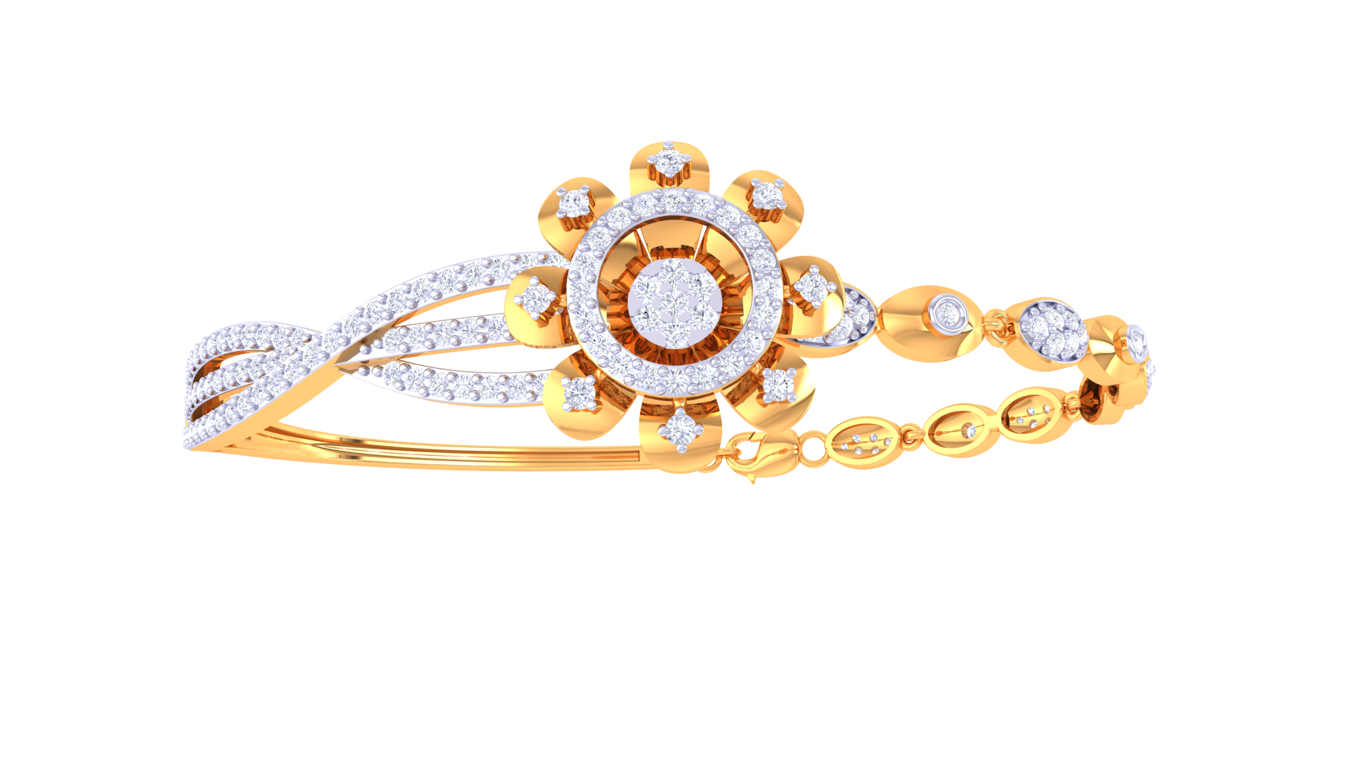 Floral Radiance 925 Silver Designer Bangle Bracelet for Girls – Rose Gold & Gold Finish