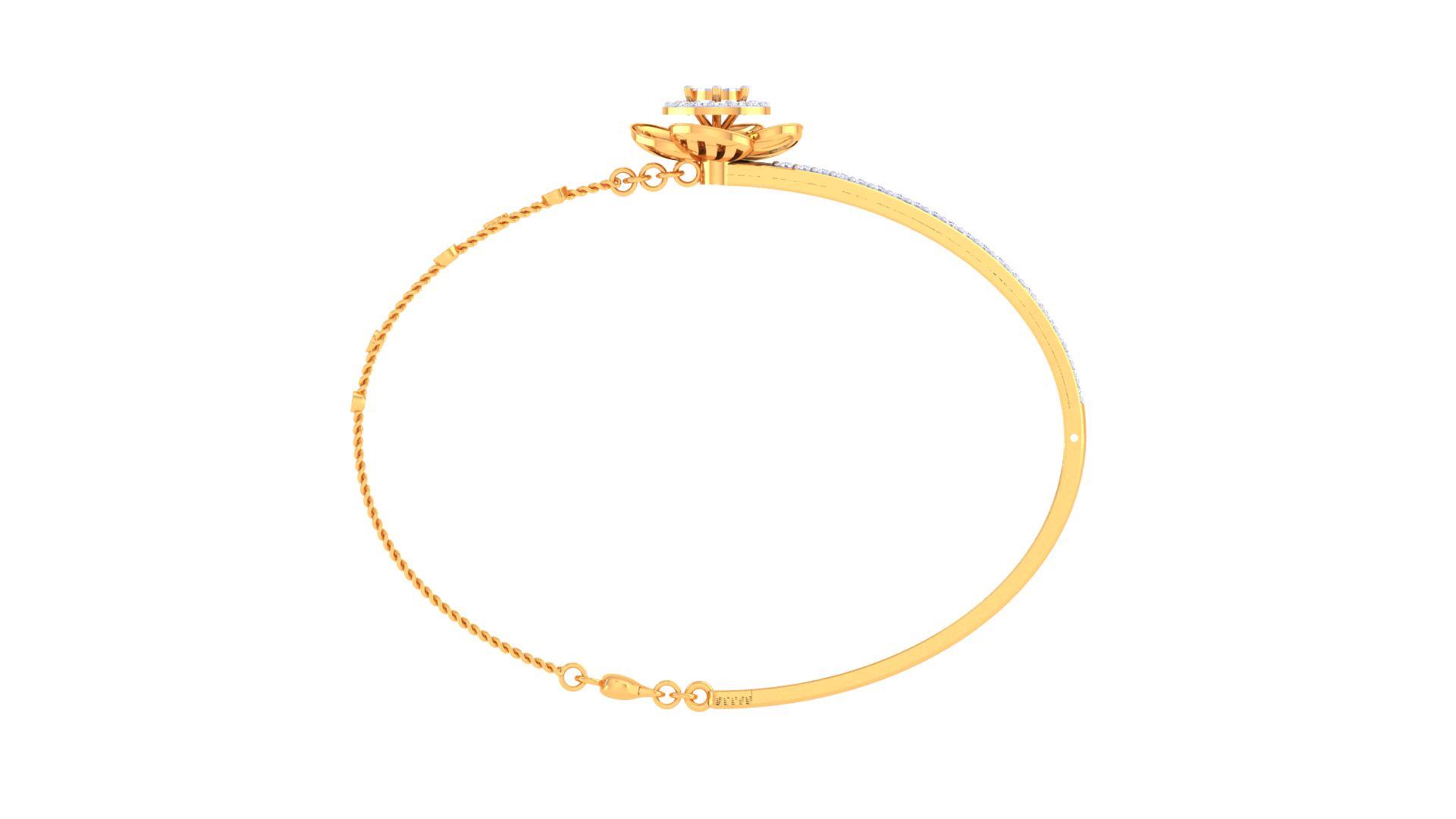 Elegant Blossom 925 Silver Bangle for Girls – Designer Floral Bracelet in Rose Gold & Gold