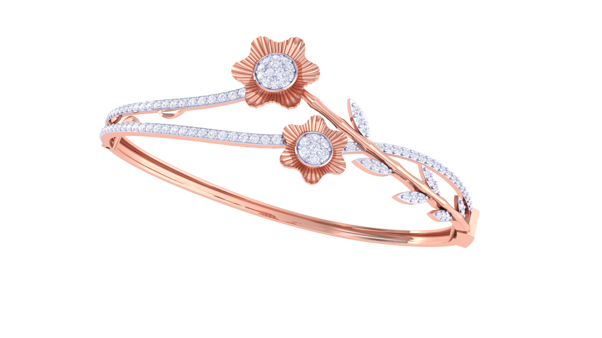 Floral Vine 925 Silver Bangle for Girls – Rose Gold & Gold Elegant Bracelet Design