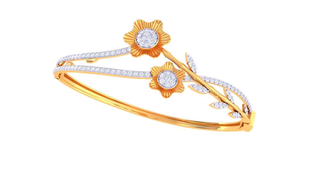 Floral Vine 925 Silver Bangle for Girls – Rose Gold & Gold Elegant Bracelet Design