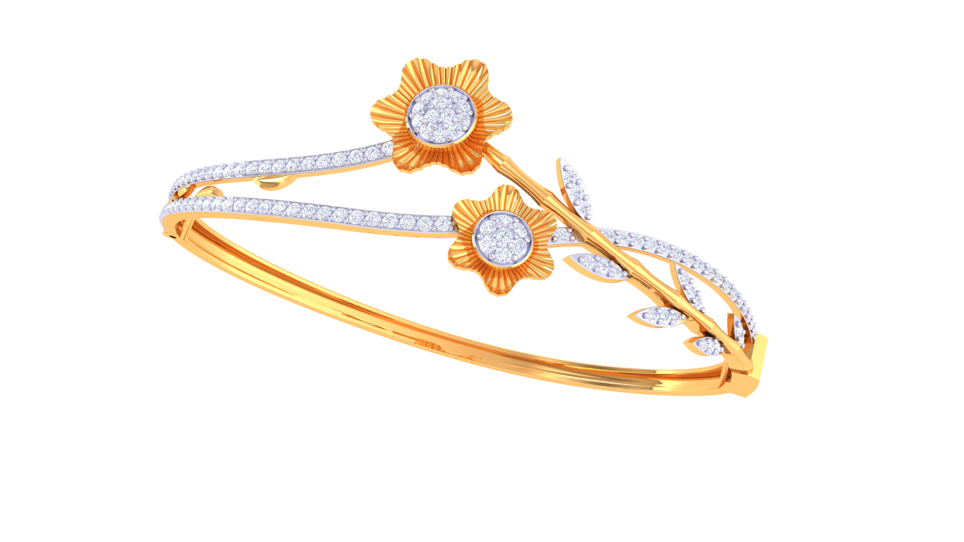 Floral Vine 925 Silver Bangle for Girls – Rose Gold & Gold Elegant Bracelet Design