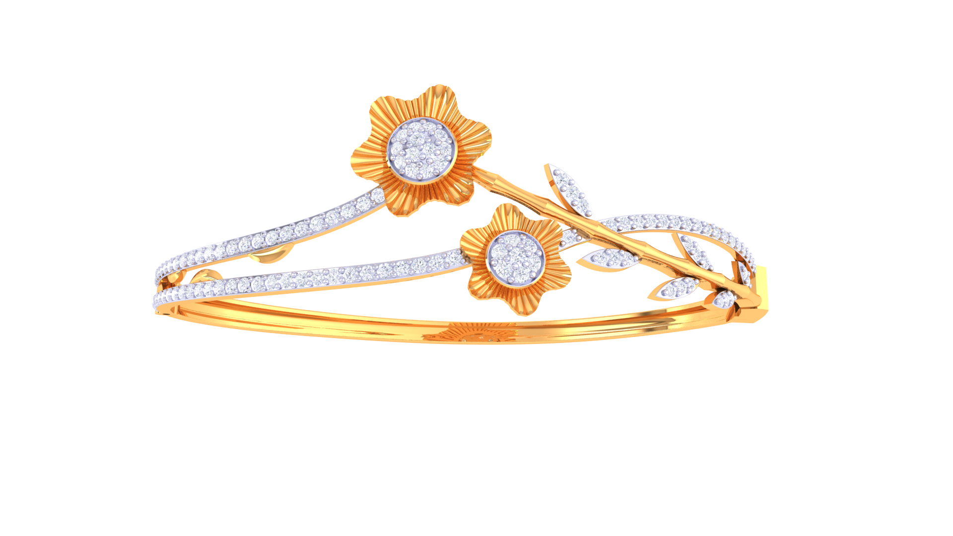 Floral Vine 925 Silver Bangle for Girls – Rose Gold & Gold Elegant Bracelet Design