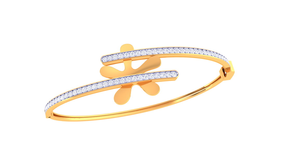 Floral Spark 925 Silver Bangle for Girls – Stylish Flower Bracelet in Rose Gold & Gold Finish