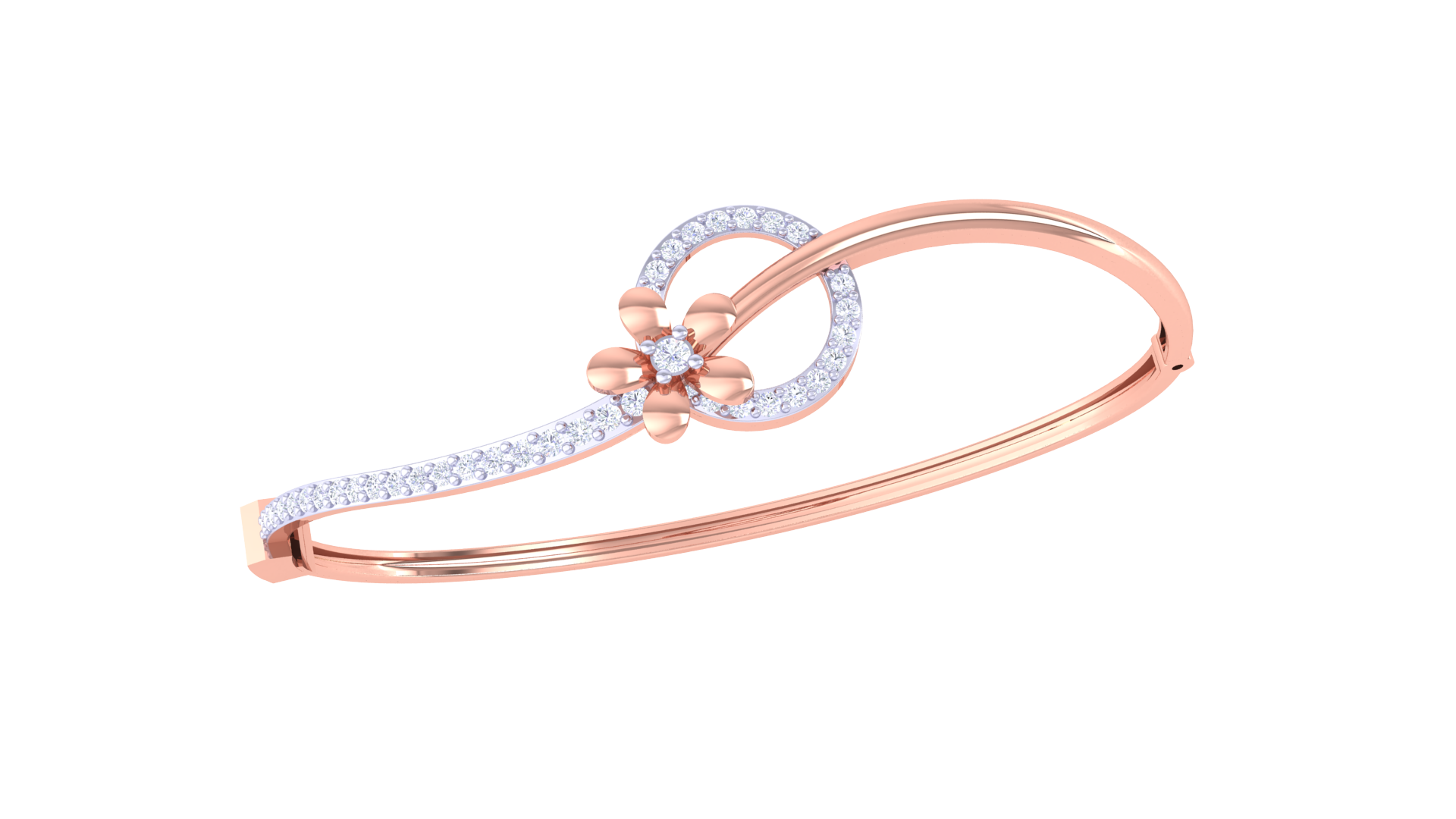 Petal Grace 925 Silver Flower Bangle for Girls – Elegant Rose Gold & Gold Bracelet