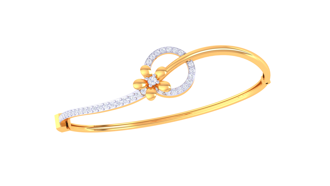 Petal Grace 925 Silver Flower Bangle for Girls – Elegant Rose Gold & Gold Bracelet