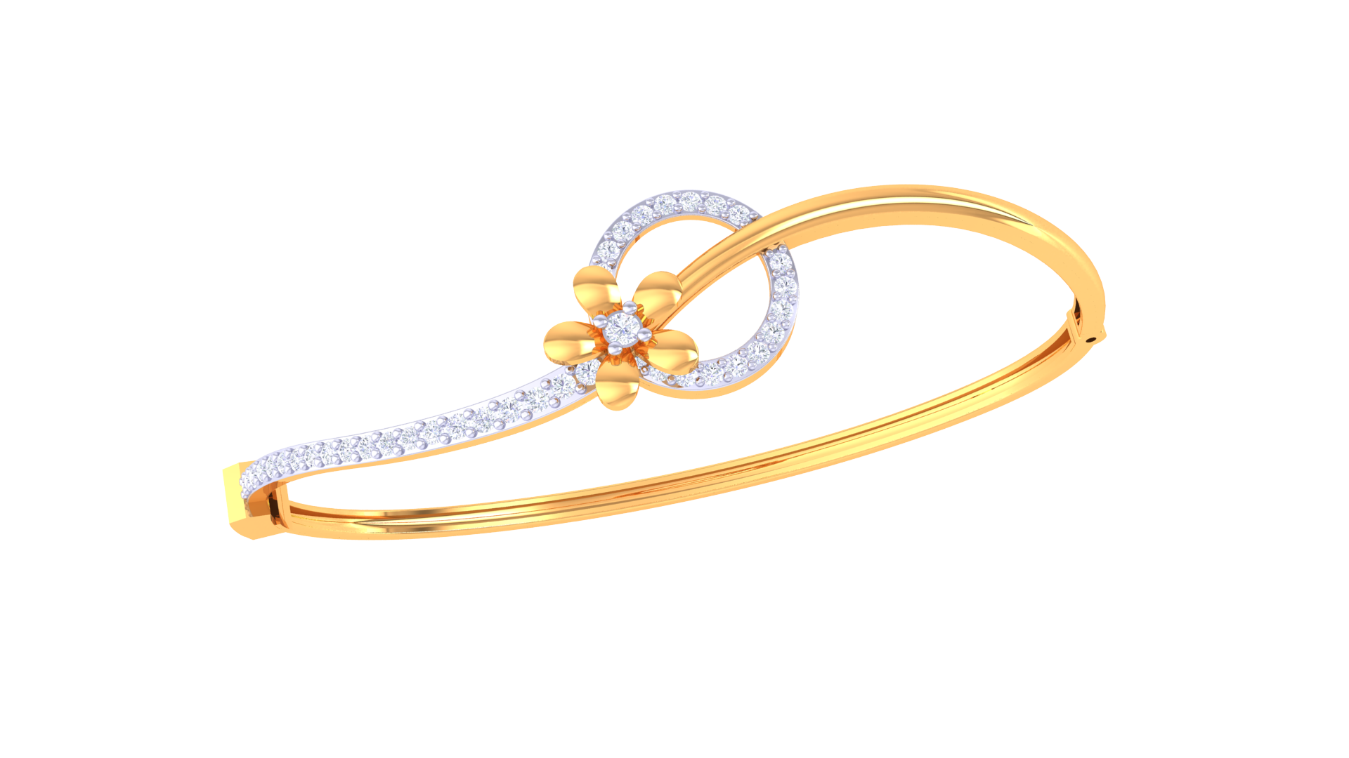 Petal Grace 925 Silver Flower Bangle for Girls – Elegant Rose Gold & Gold Bracelet