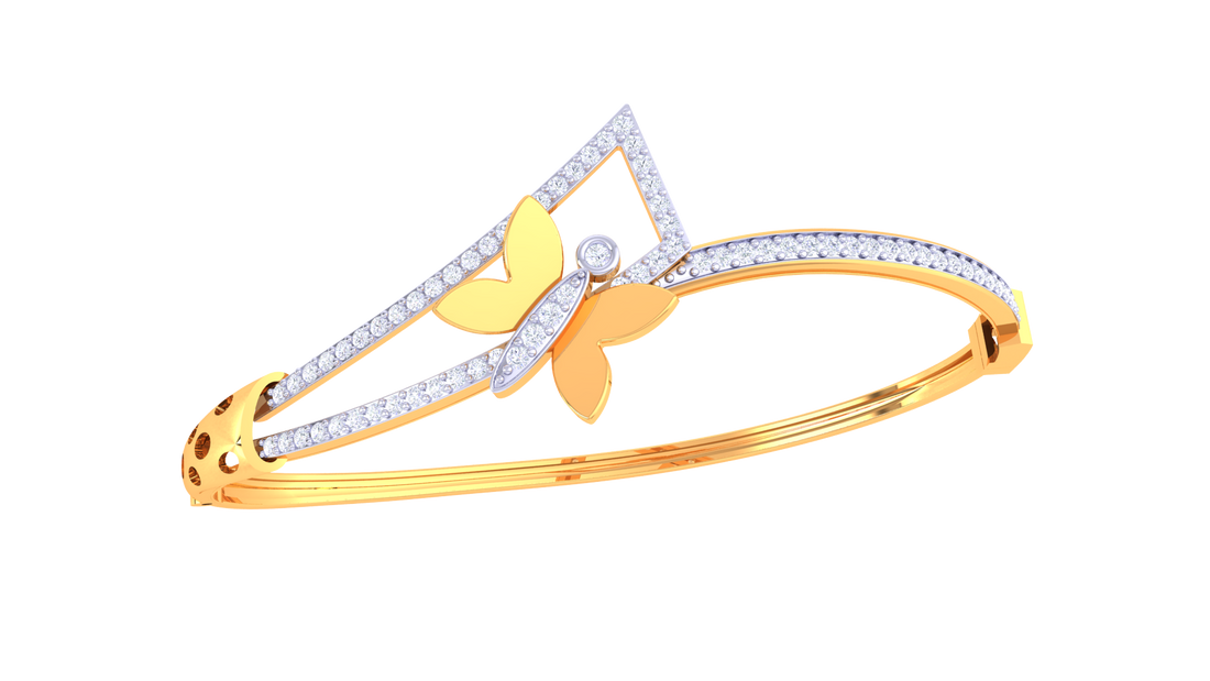 Butterfly Bloom 925 Silver Bangle Bracelet for Girls – Elegant Rose Gold & Gold Jewelry