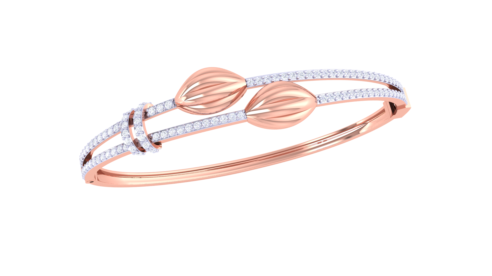 Elegant Petal Duo 925 Silver Bangle for Girls – Gold & Rose Gold Finish
