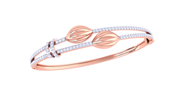 Elegant Petal Duo 925 Silver Bangle for Girls – Gold & Rose Gold Finish