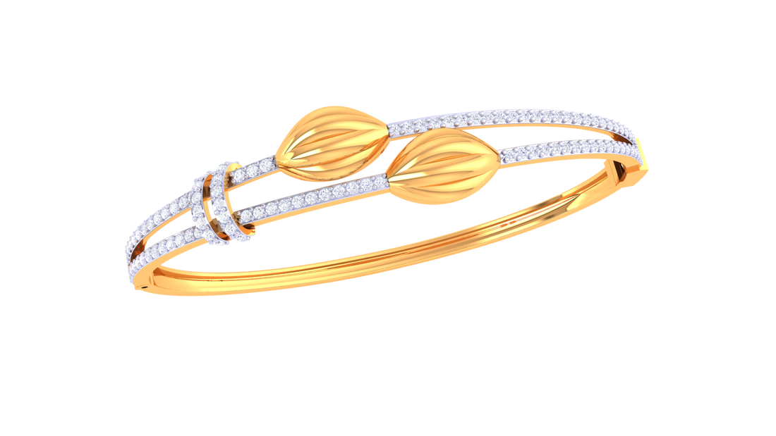 Elegant Petal Duo 925 Silver Bangle for Girls – Gold & Rose Gold Finish