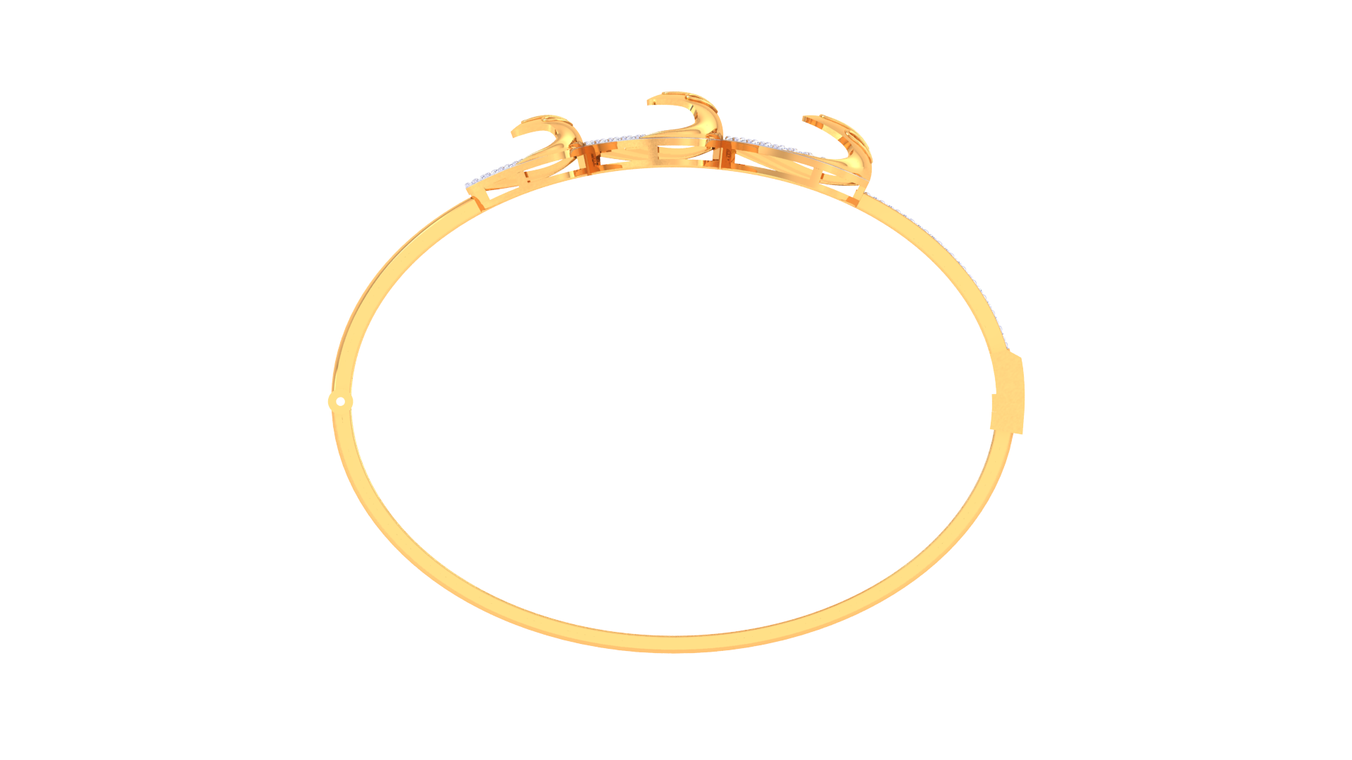 Triple Heart Sparkle 925 Silver Bangle for Girls – Rose Gold & Gold Finish