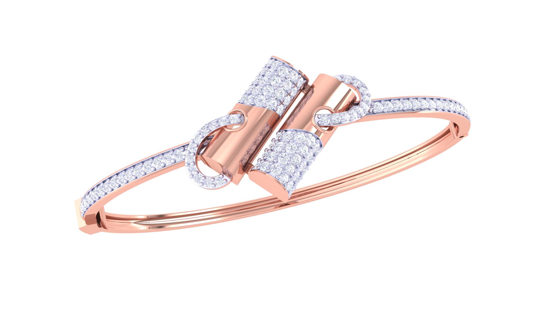 Glam Loop Link 925 Silver Bangle for Girls – Rose Gold & Gold Finish