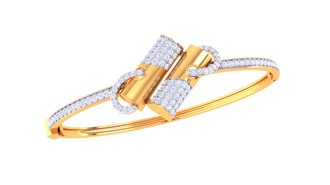 Glam Loop Link 925 Silver Bangle for Girls – Rose Gold & Gold Finish