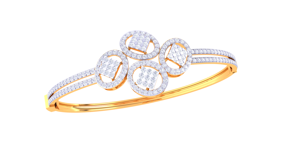 Floral Radiance 925 Silver Bangle for Girls – Designer Rose Gold & Gold Jewelry