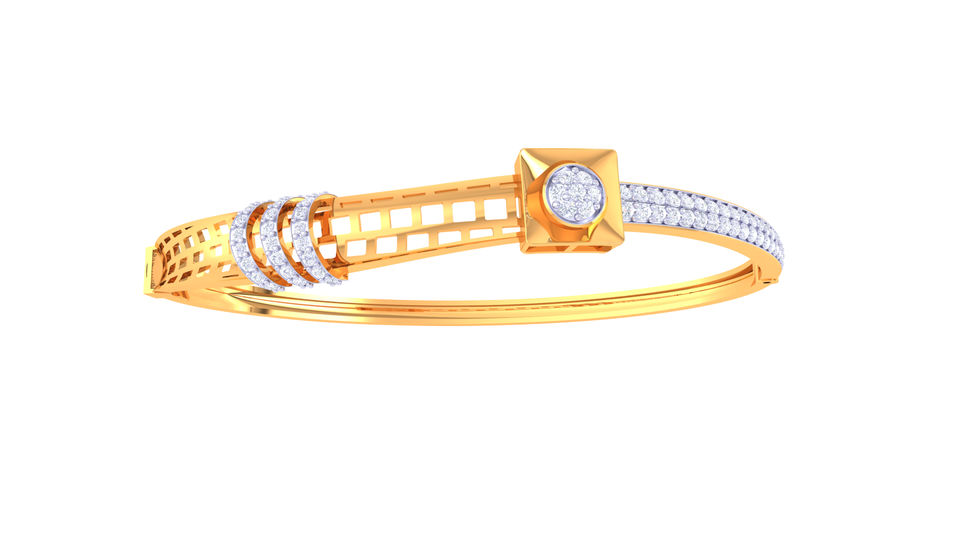 Modern Grid 925 Silver Designer Bangle for Girls in Rose Gold & Gold