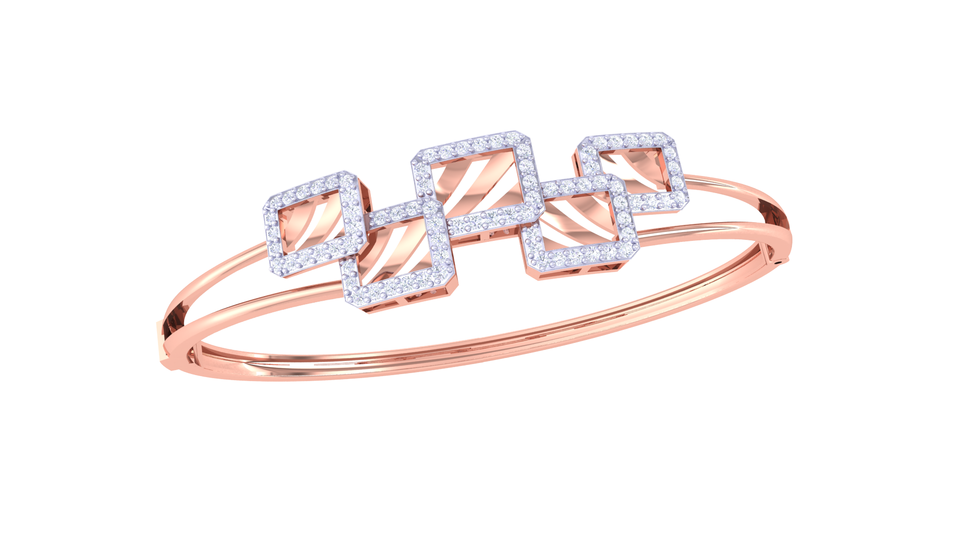 Geometric Shine 925 Silver Bangle for Girls in Rose Gold & Gold