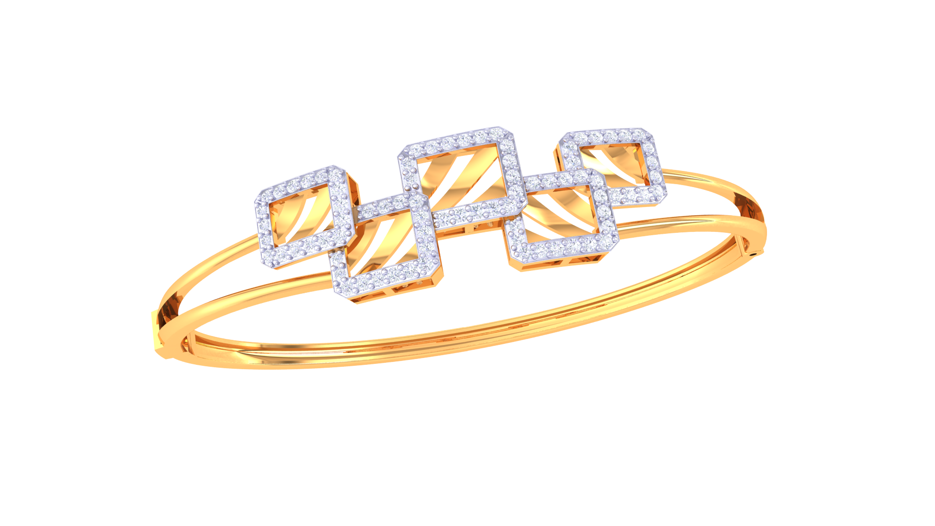 Geometric Shine 925 Silver Bangle for Girls in Rose Gold & Gold