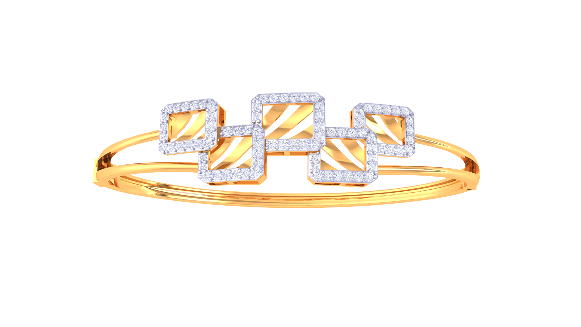 Geometric Shine 925 Silver Bangle for Girls in Rose Gold & Gold