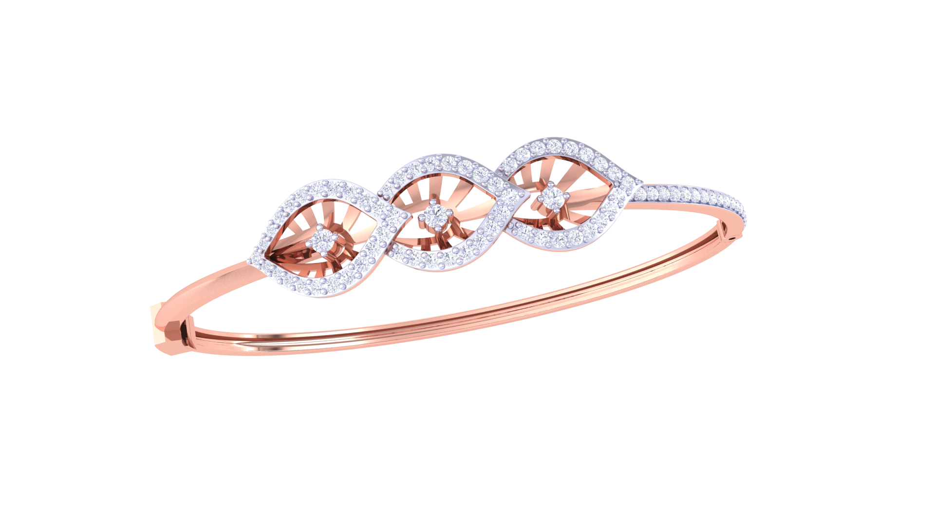 Elegant Petal Loop 925 Silver Bangle for Girls in Rose Gold & Gold Finish