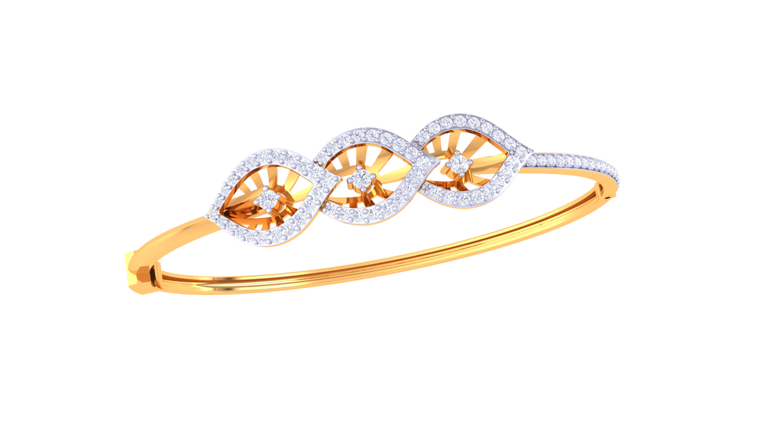 Elegant Petal Loop 925 Silver Bangle for Girls in Rose Gold & Gold Finish