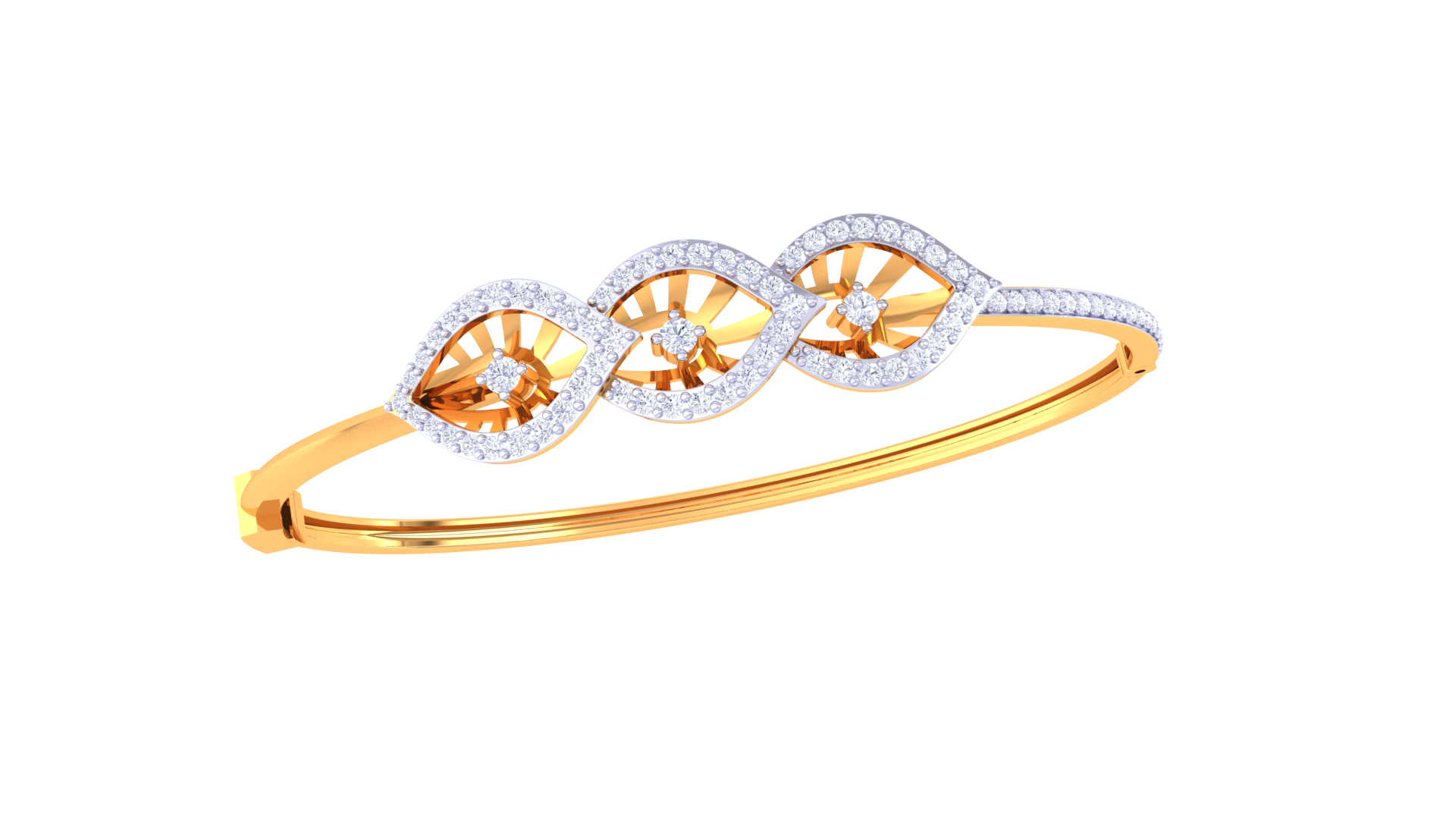 Elegant Petal Loop 925 Silver Bangle for Girls in Rose Gold & Gold Finish
