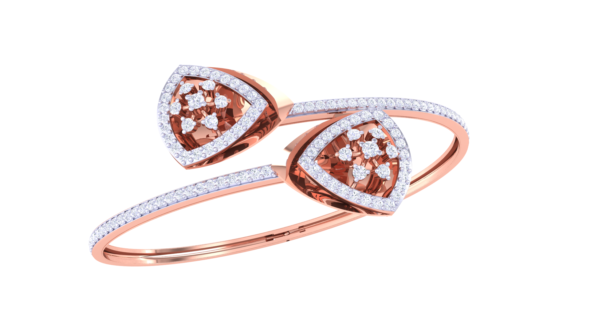 Glam Trilliant Bloom 925 Silver Bangle for Girls in Rose Gold & Gold Finish