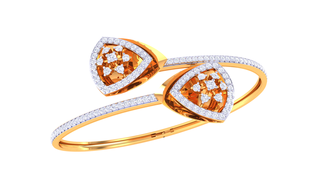 Glam Trilliant Bloom 925 Silver Bangle for Girls in Rose Gold & Gold Finish