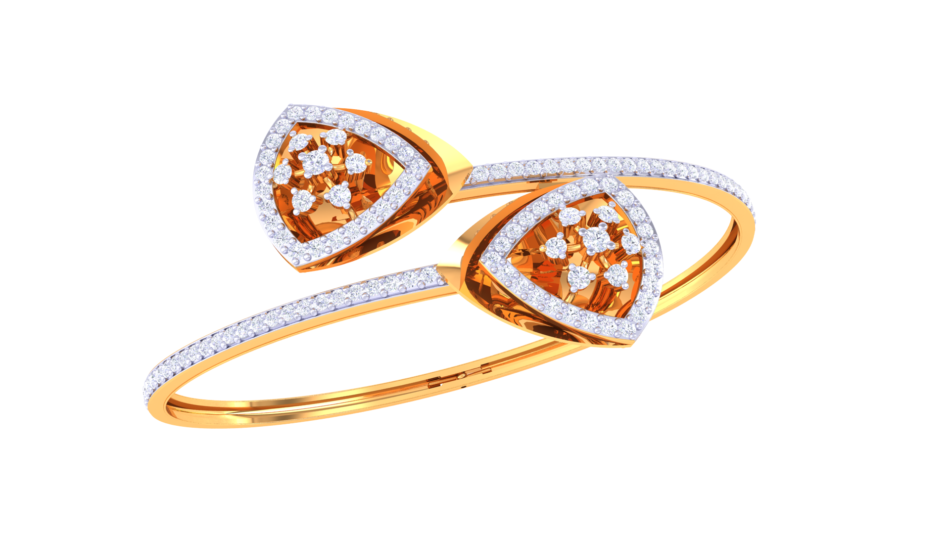 Glam Trilliant Bloom 925 Silver Bangle for Girls in Rose Gold & Gold Finish