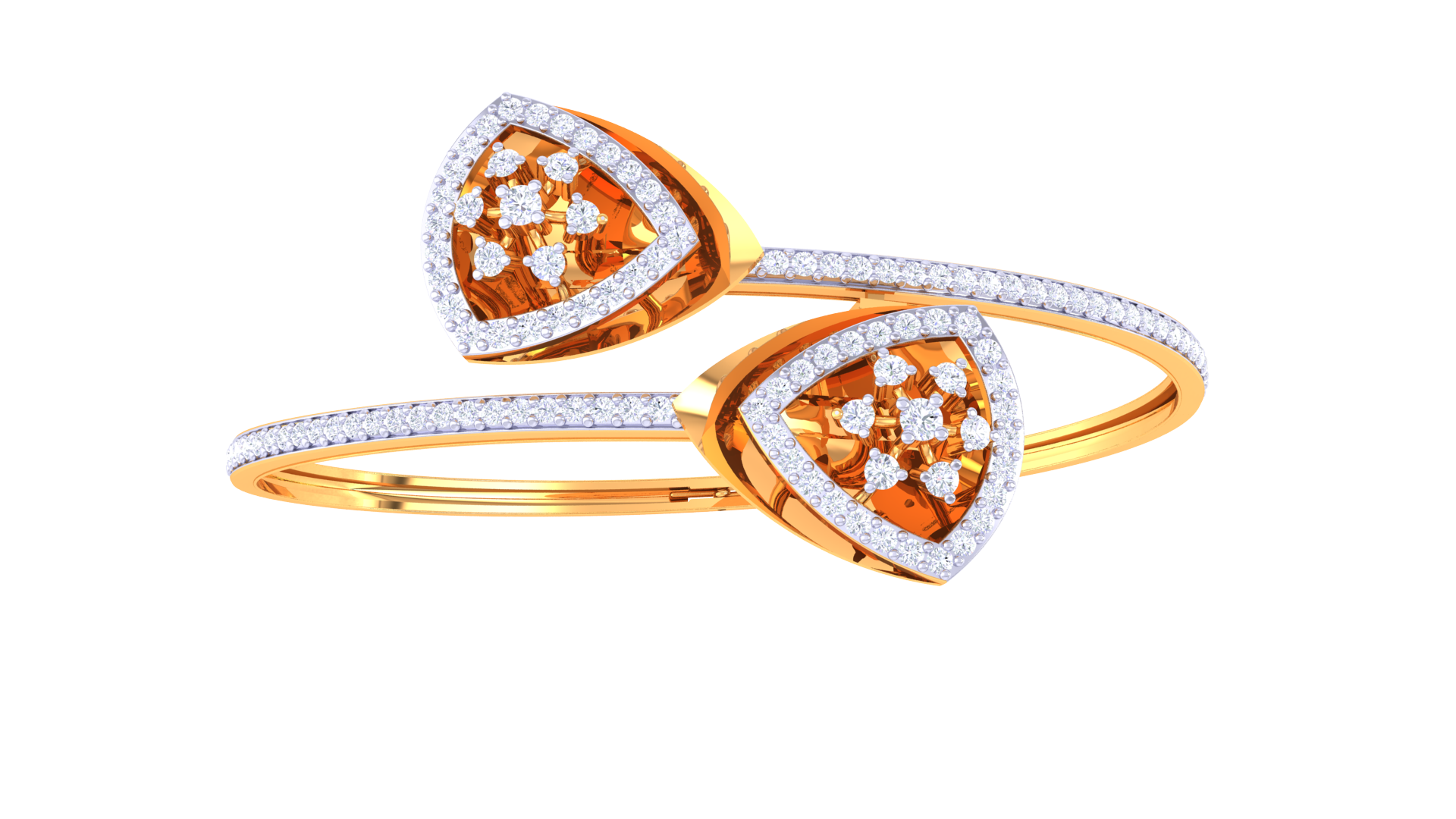 Glam Trilliant Bloom 925 Silver Bangle for Girls in Rose Gold & Gold Finish