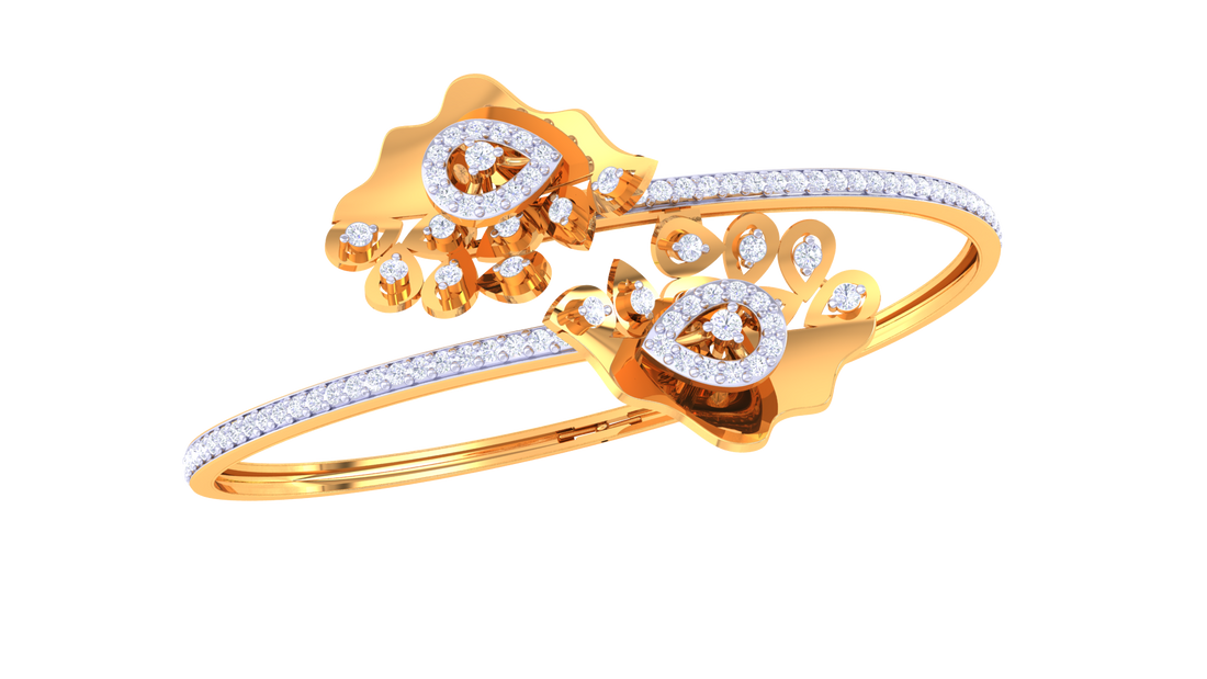 Blossom Crown 925 Silver Bangle for Girls in Rose Gold & Gold Finish