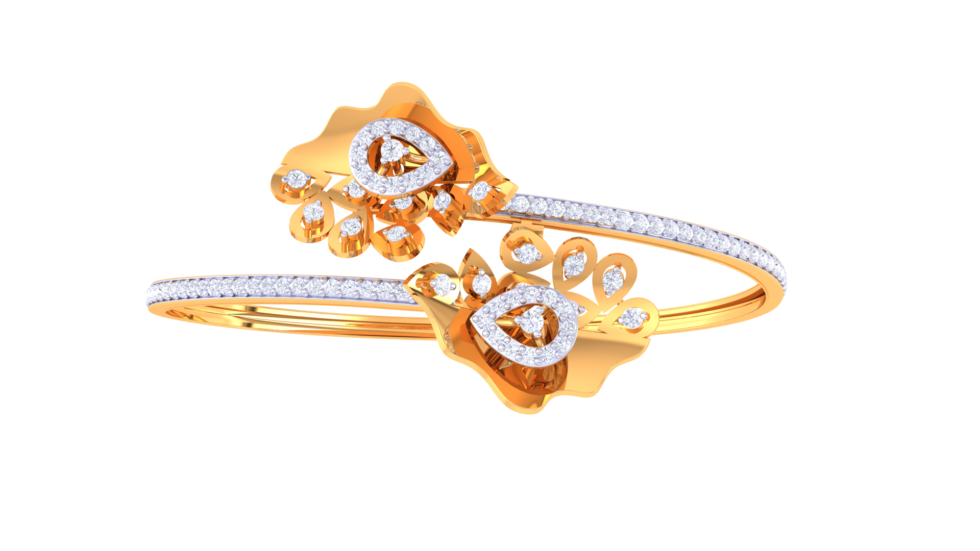 Blossom Crown 925 Silver Bangle for Girls in Rose Gold & Gold Finish