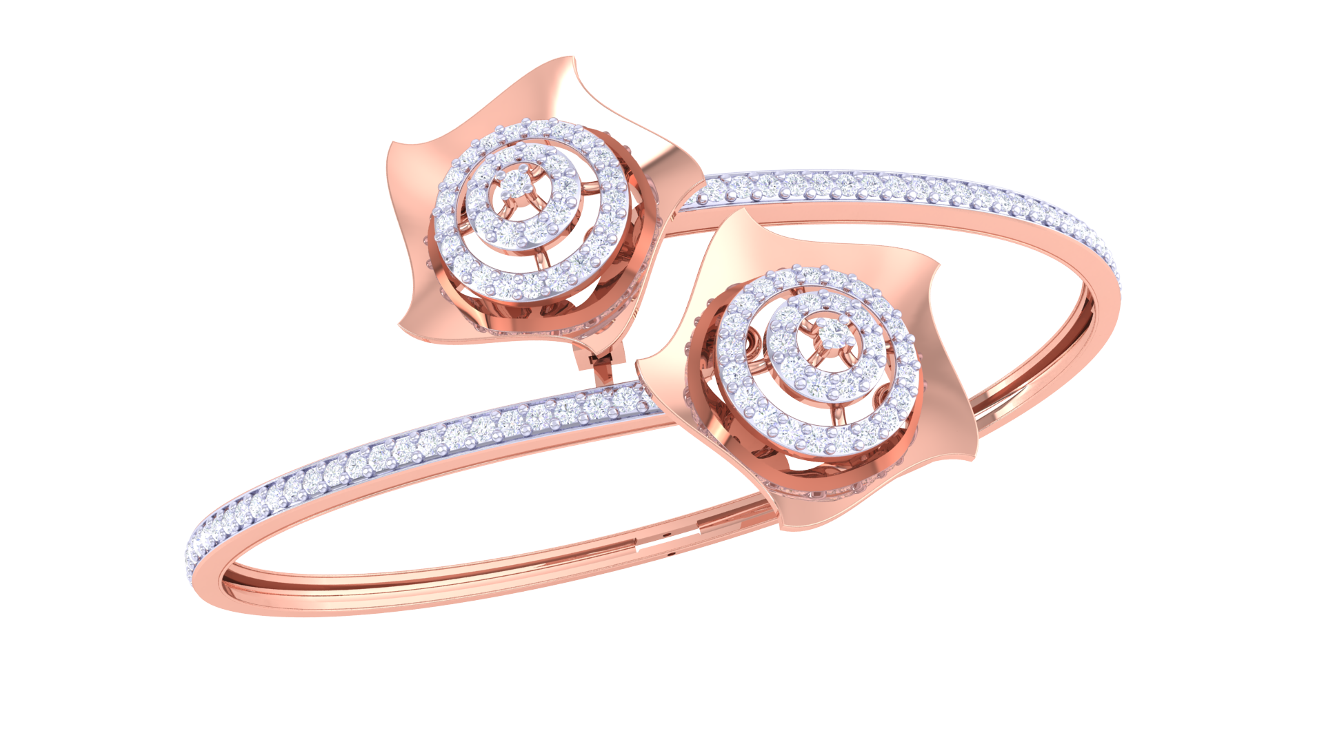 Rose Swirl 925 Silver Bangle for Girls – Elegant Designer Bracelet in Rose Gold & Gold