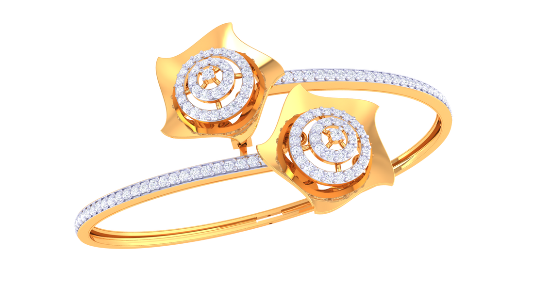Rose Swirl 925 Silver Bangle for Girls – Elegant Designer Bracelet in Rose Gold & Gold
