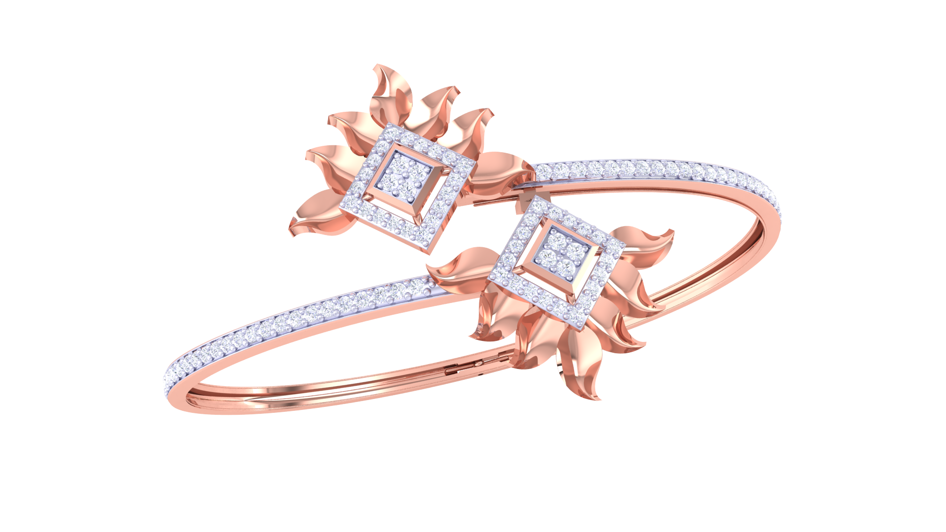 Sunshine Bloom 925 Silver Bangle for Girls – Floral Designer Bracelet in Rose Gold & Gold Finish