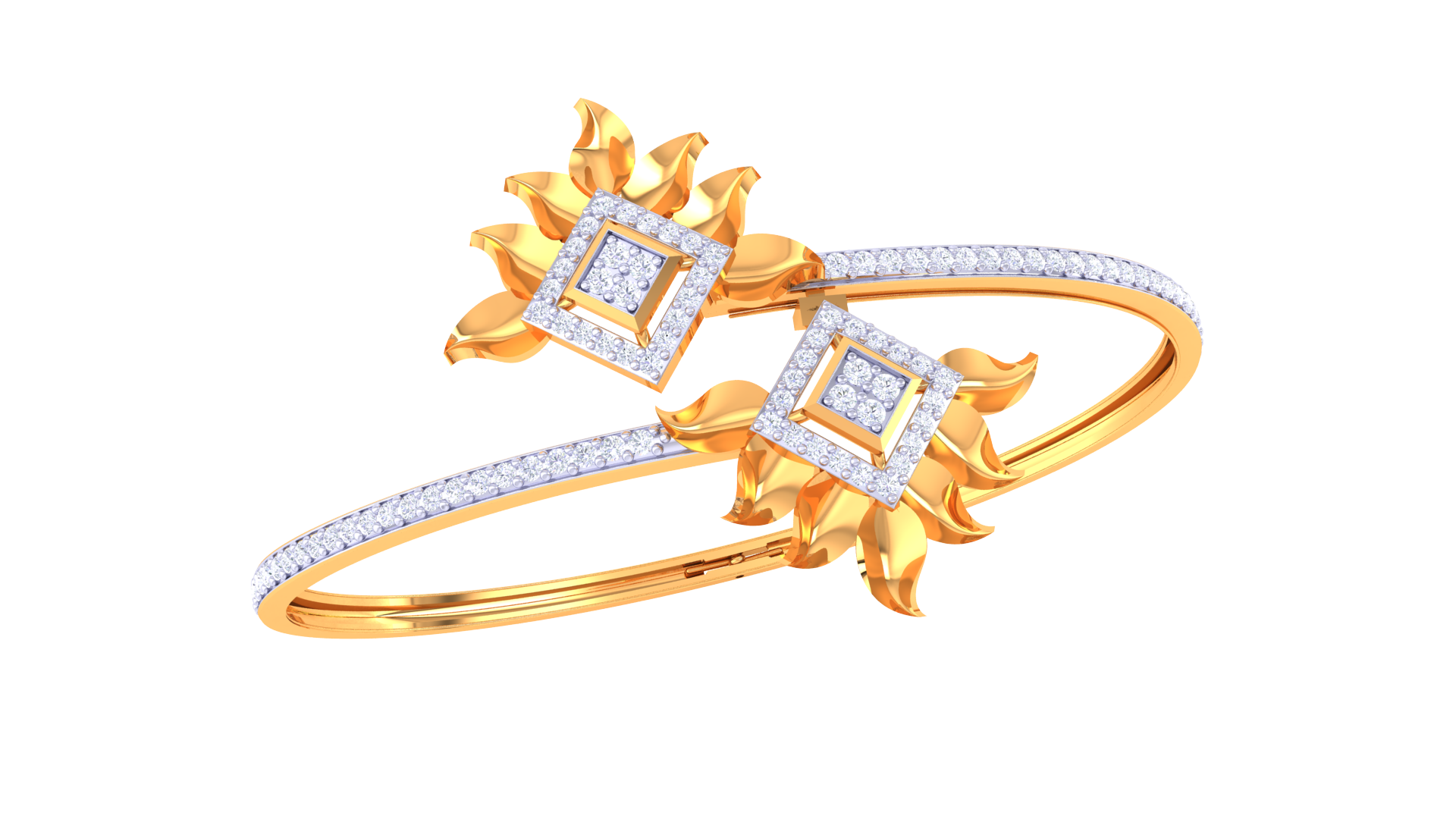 Sunshine Bloom 925 Silver Bangle for Girls – Floral Designer Bracelet in Rose Gold & Gold Finish