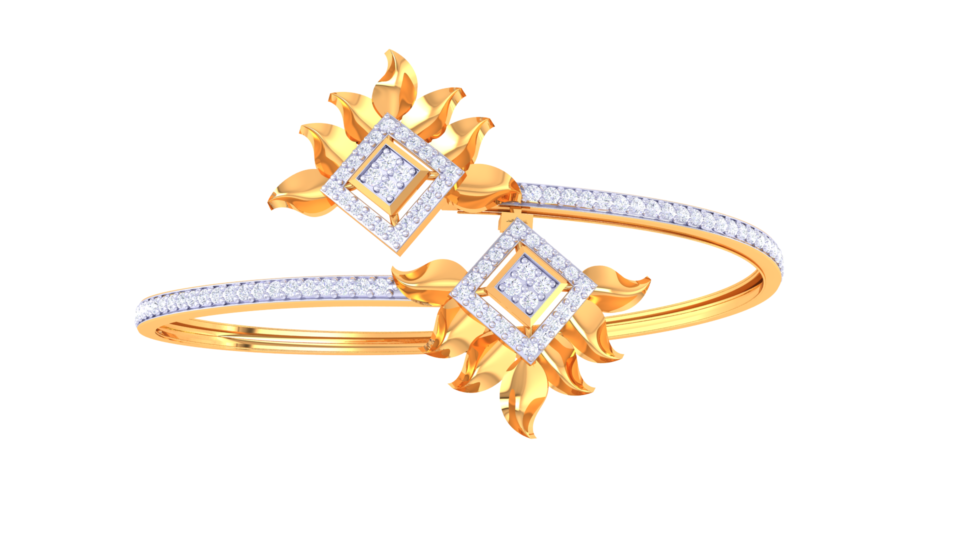 Sunshine Bloom 925 Silver Bangle for Girls – Floral Designer Bracelet in Rose Gold & Gold Finish