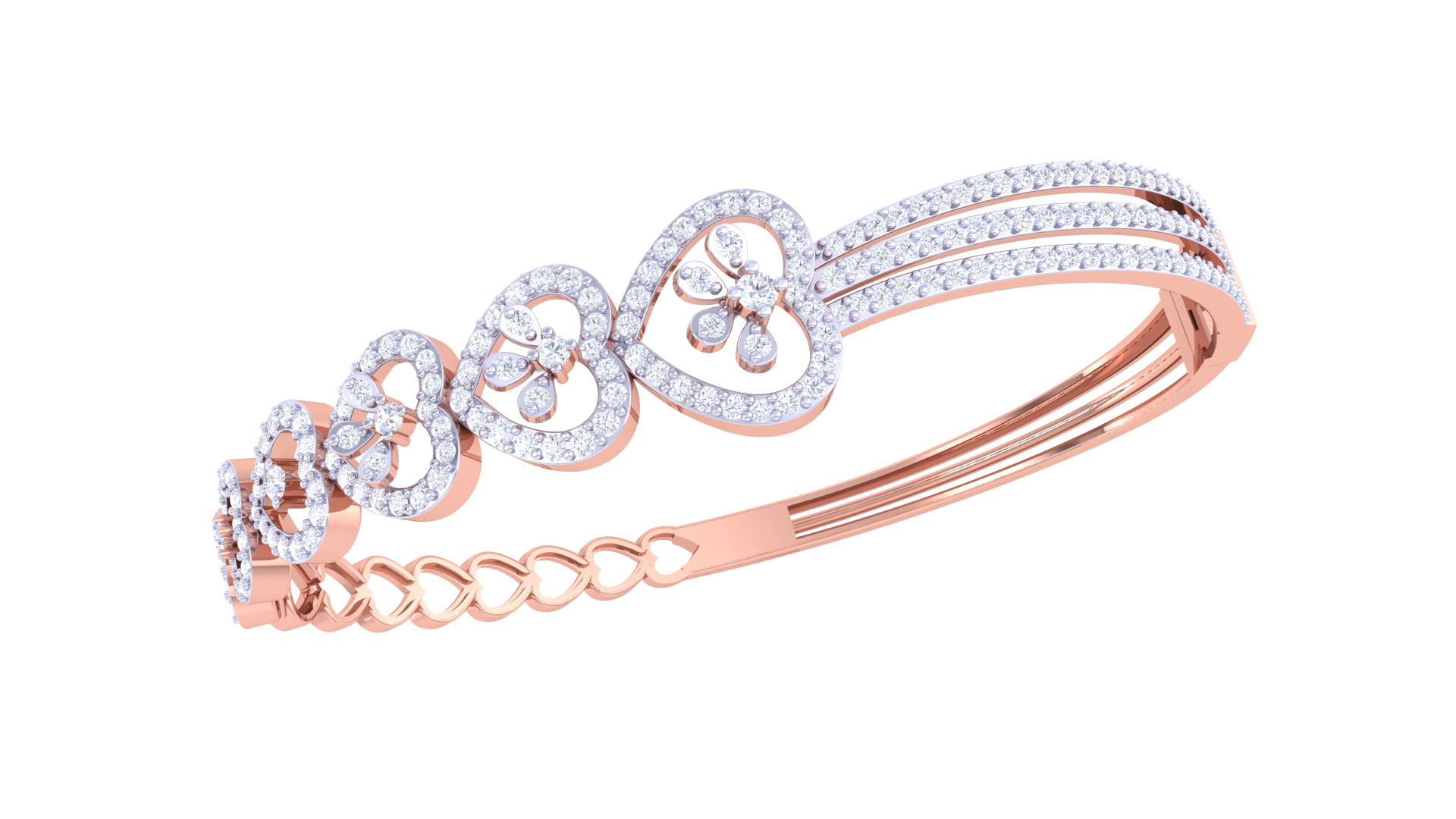 Heart Charm 925 Silver Bangle for Girls