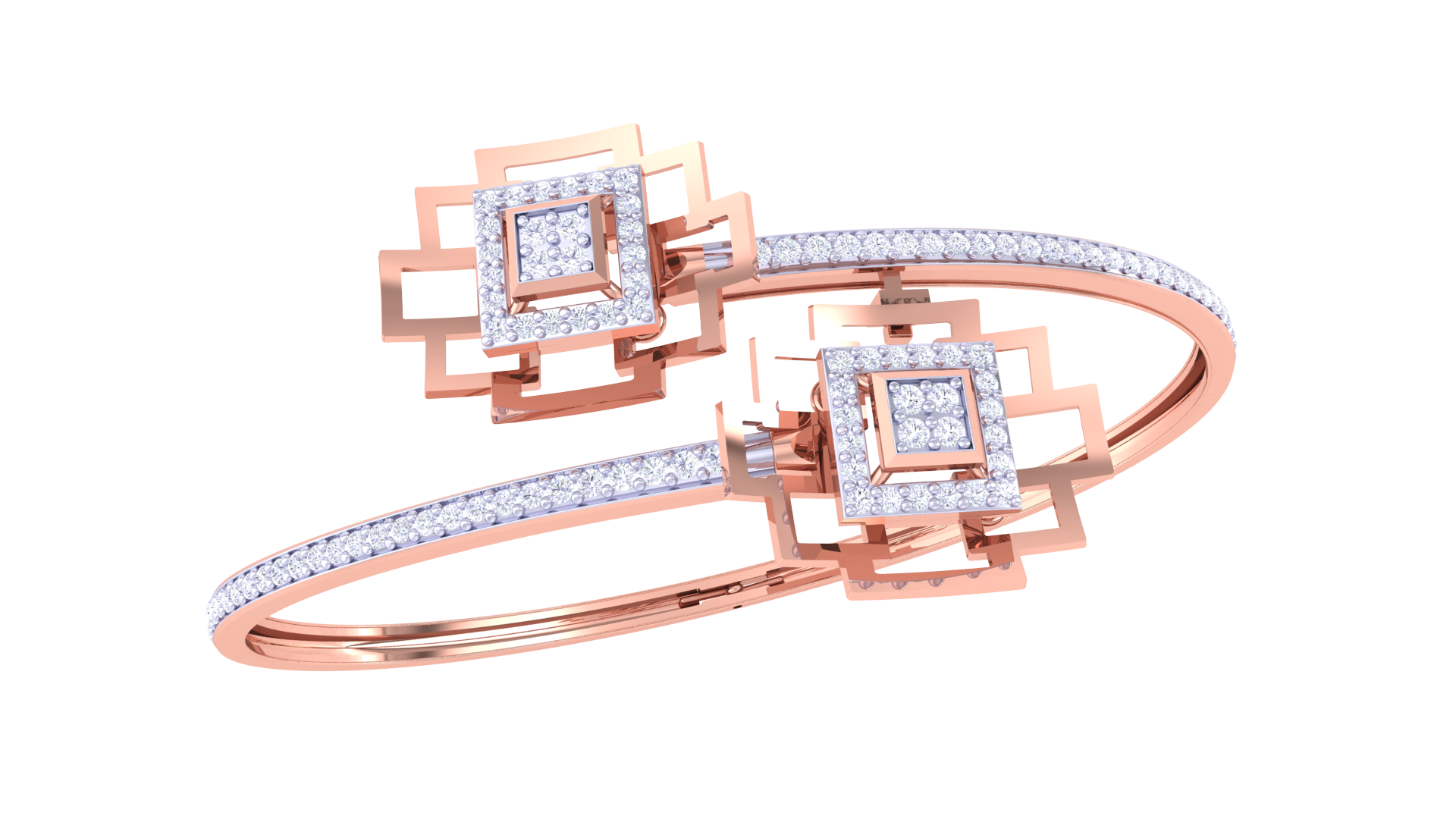 Glam 925 Silver Bangle for Girls – Designer Modern Bracelet in Rose Gold & Gold Finish